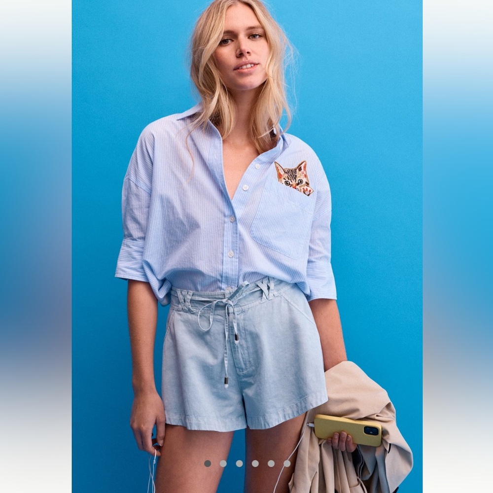 By Anthropologie tie waist denim shorts sz 4
